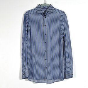 Eton Button Up Long Sleeve Shirt Mens Sz 15.5 39 M Striped Blue Contemporary